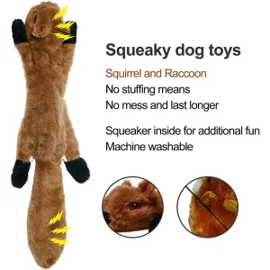 Animal Chew Toy No Stuffing with Squeakers Durable Plush Crinkle