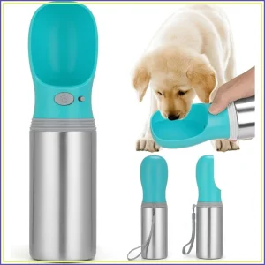 Portable Dog Water Bottle, 14 oz, Stainless Steel Leak Proof